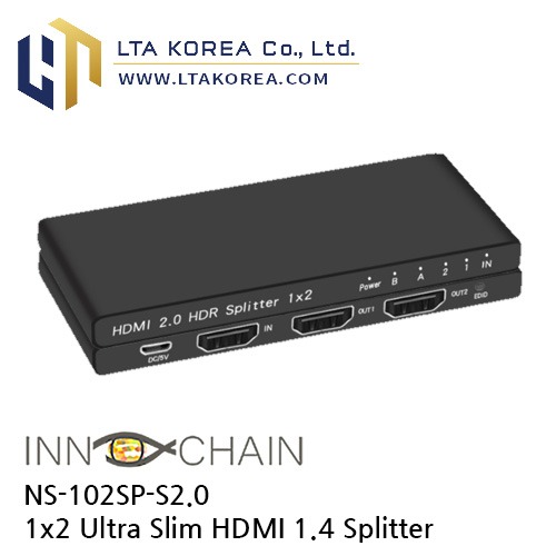 [InnoChain] 이노체인 / NS-102SP-S2.0 / 1x2 Ultra Slim HDMI 2.0 Splitter with EDID (4:4:4)
