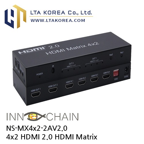 [InnoChain] 이노체인 / NS-MX4x2-2AV2.0 / 4x2 HDMI 2.0 HDMI Matrix, Support 2 x Audio output