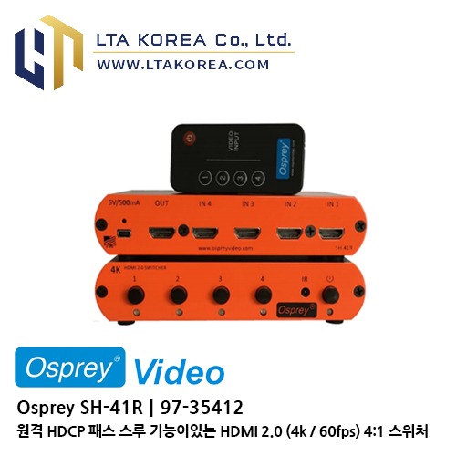 [Osprey Video] 오스프레이비디오 / SH-41R / 원격 HDCP 패스 스루 기능이있는 HDMI 2.0 (4k / 60fps) 4:1 스위처