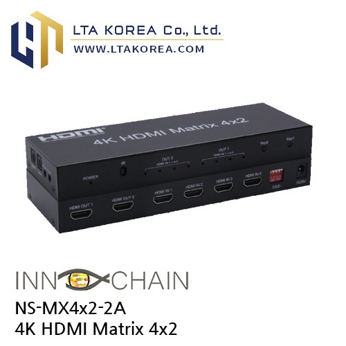 [InnoChain] 이노체인 / NS-MX4x2-2A / 4K HDMI Matrix 4x2, support 2 audio output