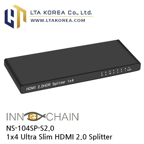 [InnoChain] 이노체인 / NS-104SP-S2.0 / 1x4 Ultra Slim HDMI 2.0 Splitter with EDID (4:4:4)