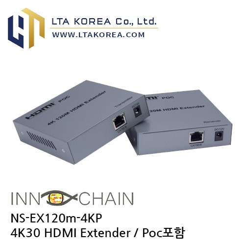 [InnoChain] 이노체인 / NS-EX120m-4KP / 120M 4K HDMI Extender, support POC