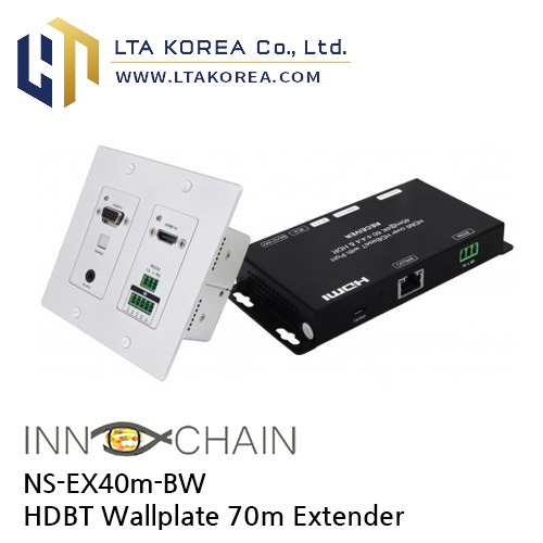 [InnoChain] 이노체인 / NS-EX40m-BW / HDBT 4K HDMI2.0 Wall plate Extender - 40m support POC