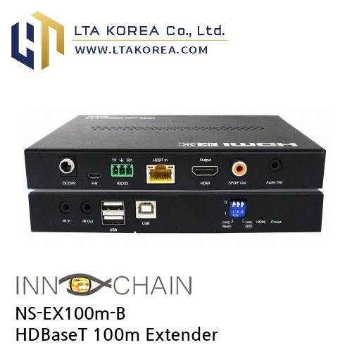 [InnoChain] 이노체인 / NS-EX100m-B / HDBT 4K60 Extender - 100m, support POC